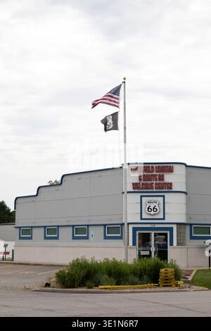 Litchfield Museum e Route 66 Welcome Center a Litchfield, Illinois. L'attrazione turistica ospita mostre relative alla "Mother Road" americana. Foto Stock