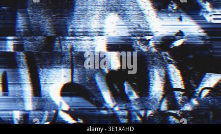 Texture VHS glitch con spostamento Scanline e divisione RGB Foto Stock