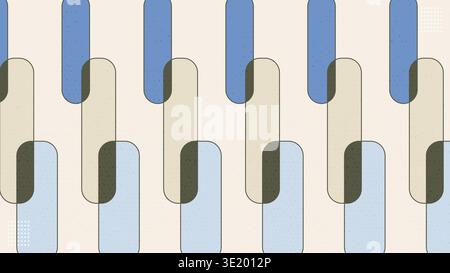 Uno sfondo minimalista e pulito caratterizzato da capsule verticali sovrapposte in tonalità pastello blu e beige con una texture a grana sottile Illustrazione Vettoriale