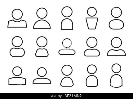 Set di icone persone. Pittogramma riga dell'utente. Illustrazione Vettoriale