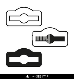 Tre interruttori elettronici 3. Pulsanti vettoriali professionali. Sofisticati controller di interfaccia. Elementi hardware sofisticati. EPS 10. Illustrazione Vettoriale