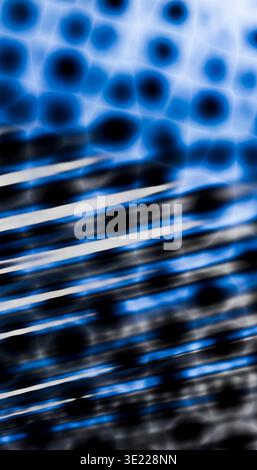 Motivo blu e nero astratto con punti sfocati e linee con orientamento verticale. Illustrazione, rendering Foto Stock