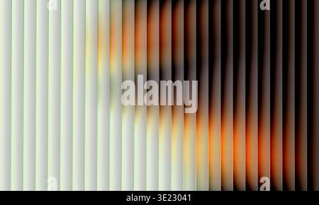 Strisce verticali con una calda luce soffusa, sfondo astratto dalle forme sfocate di colore arancione e nero, luce ambiente soffusa, sfumatura sottile, minimale Illustrazione Vettoriale