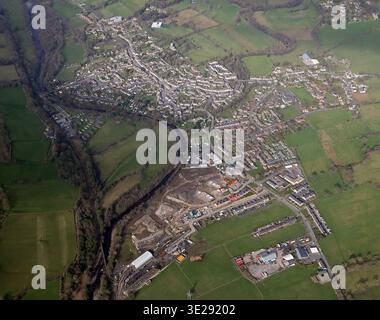 Veduta aerea di Wolsingham, una città mercato di Weardale, contea di Durham, Inghilterra. La città si trova sul fiume Wear, tra Crook e Stanhope. Foto Stock