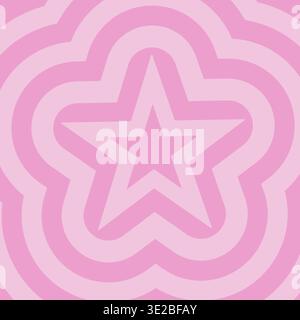 Semplice e grazioso motivo senza cuciture con motivi a stella bianca su sfondo rosa pastello. Immagine vettoriale pulita e minimale, perfetta per il vivaio Illustrazione Vettoriale