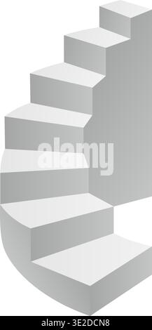 Illustrazione della scala a chiocciola curva. Design vettoriale 3D minimo per concept moderni. Illustrazione Vettoriale