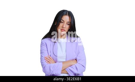 Giovane donna che si sente delusa con le braccia incrociate Foto Stock