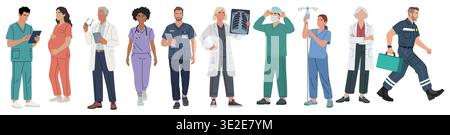 Gruppo di diverse persone mediche, medico, infermiere Illustrazione Vettoriale
