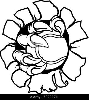 Artiglio da tennis Cartoon Monster Animal Hand Illustrazione Vettoriale