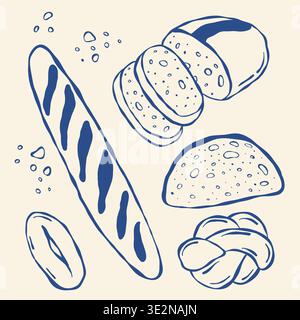 Pacchetto vettore di pane disegnato a mano Illustrazione Vettoriale