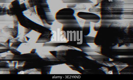 Texture Scanline glitch con aberrazione cromatica e rumore digitale Foto Stock