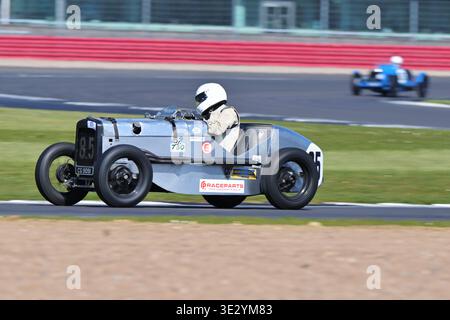 John Moss, Austin Seven Sports, Silverstone Trophy for VSCC Specials, quindici minuti di corse per auto conformi che sono state modificate dall'origine Foto Stock
