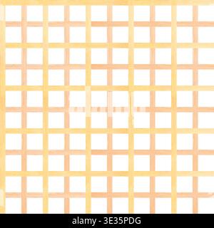 Motivo ad acquerello senza cuciture con griglia a scacchi beige morbida su sfondo bianco. Design geometrico Vichy in stile rustico. Foto Stock