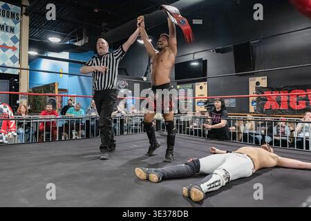 Xtreme intense Championship Wrestling XICW più forte che mai a One Eyed Jacks a Shelby Twp, Michigan, il 15 marzo 2026 Foto Stock