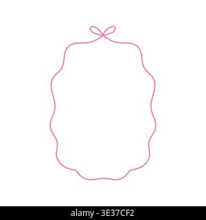 Elegante cornice rosa con fiocco a nastro Illustrazione Vettoriale