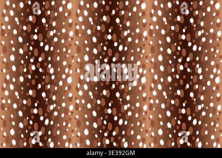 Motivo di pelliccia del cervo invernale. Sfondo marrone senza cuciture con macchie bianche. Texture della pelle di animali selvatici per un design stagionale. Illustrazione Vettoriale