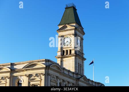 Oamaru Opera House torre dell'orologio e facciata, Oamaru, Otago, South Island, nuova Zelanda. Foto Stock