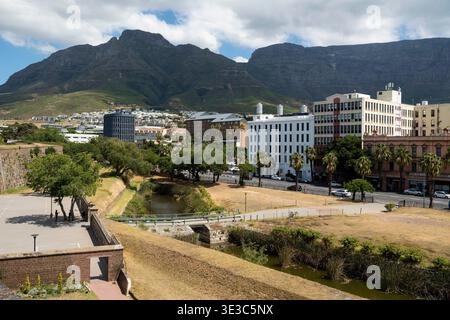 Vista dal Bastione di Leerdam al Castello di buona speranza, città del Capo, Sud Africa Foto Stock