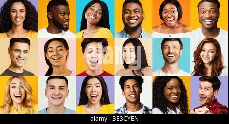Happy Millennial Man mostra la carta di credito in Orange Studio, promuovendo le opzioni di pagamento senza contatto Foto Stock
