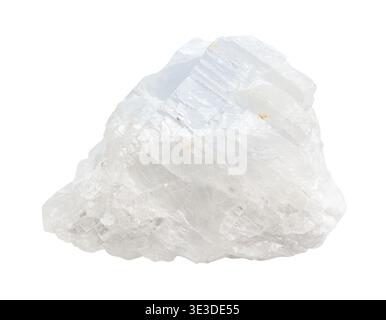 Primo piano di un campione di minerale naturale proveniente dalla raccolta geologica di roccia di magnesite bianca e blu cristallina, su sfondo bianco Foto Stock