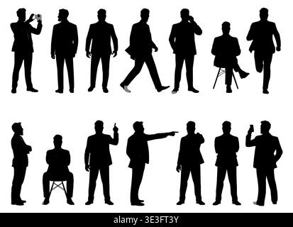 Set di personaggi di uomini d'affari in pose diverse Illustrazione Vettoriale