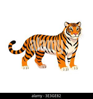 illustrazione della tigre vettoriale su sfondo bianco. Illustrazione Vettoriale