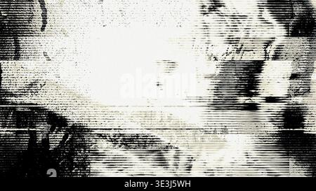 Texture glitch con distorsione Scanline e interferenza statica Grunge Foto Stock