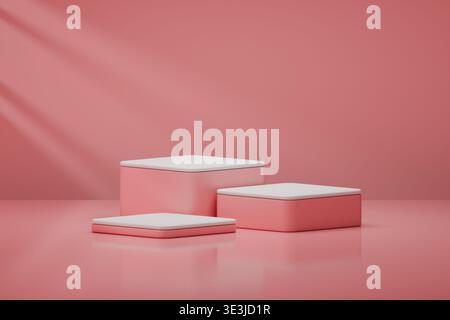 Palcoscenico 3D rosa per l'esposizione dei prodotti Foto Stock