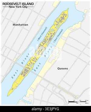 Mappa di Roosevelt Island, New York Foto Stock