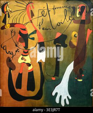 Joan Miro, 1893-1983. Pittura, (Lumaca, donna, fiore, stella), 1954. olio su tela. Foto Stock