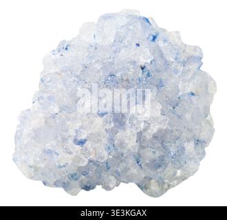 Foto macro di una collezione di pietra minerale cristallina celestina (Celestite) di roccia naturale su sfondo bianco Foto Stock