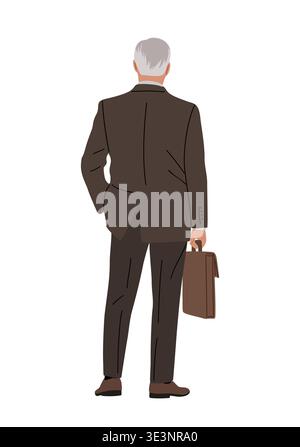 Uomo d'affari anziano in tuta con una valigetta Illustrazione Vettoriale