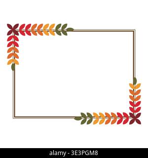 Cornice rettangolare con foglie autunnali Deep Color Illustrazione Vettoriale