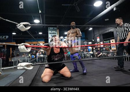 Xtreme intense Championship Wrestling XICW più forte che mai a One Eyed Jacks a Shelby Twp, Michigan, il 15 marzo 2026 Foto Stock