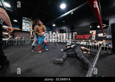Xtreme intense Championship Wrestling XICW più forte che mai a One Eyed Jacks a Shelby Twp, Michigan, il 15 marzo 2026 Foto Stock