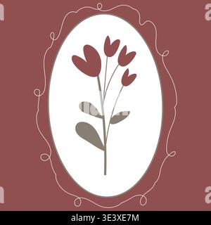 Illustrazione vettoriale sotto forma di una scheda su un tema botanico in un vintage con una cornice a colori Illustrazione Vettoriale