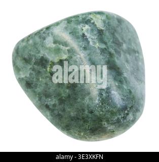 Immagine macro di una collezione geologica di pietra jadeite verde lucidata minerale su sfondo bianco Foto Stock