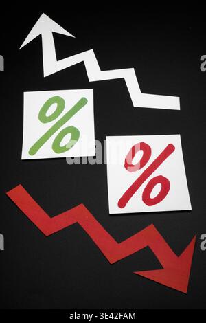 Grafico percentuale di aumento e diminuzione. Foto Stock