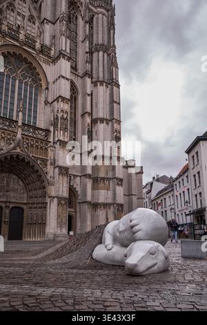 Statua nello e Patrasche - Anversa, Belgio Foto Stock