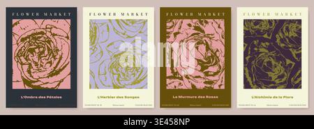 Set di modelli poster per il mercato dei fiori. Illustrazione Vettoriale