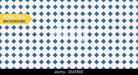 Sfondo con piastrelle in ceramica blu per la piscina. Griglia a mosaico senza cuciture, bagno pulito Illustrazione Vettoriale