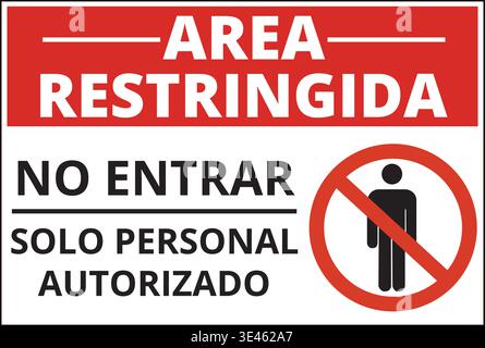 Area riservata rossa e nera senza segnale di ingresso (area riservata ai passeggeri, accesso vietato, solo personale autorizzato) Illustrazione Vettoriale