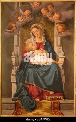 MONZA, ITALIA - 19 MARZO 2026: Il dipinto della Madonna - Maria, madre della Divina Provvidenza nella chiesa di Santa Maria al Carrobiolo Foto Stock
