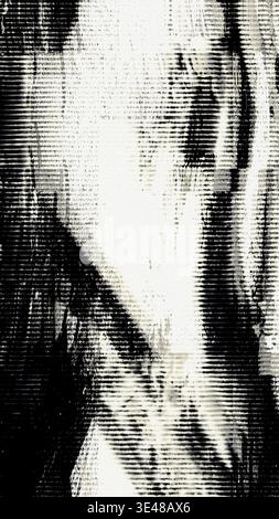 Grana glitter bianco e nero con interferenza Scanline Foto Stock