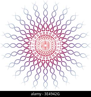 Intricato design frattale simile a un motivo simmetrico floreale o cosmico Illustrazione Vettoriale