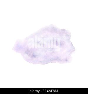 Colorazione astratta viola acquerello isolata su sfondo bianco. Morbido tessuto lavanda per il branding cosmetico, il design del packaging e lo sfondo artistico Foto Stock