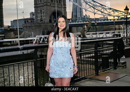 LONDRA, INGHILTERRA - MARZO 26 2026: Sarah Carragher partecipa all'evento di lancio nel Regno Unito per Celebrity Ex on the Beach (serie 4, 2026) al Driftwood Boat di Londra. (Foto di 李世惠/SEE li/Picture Capital) credito: Vedi li/Picture Capital/Alamy Live News Foto Stock