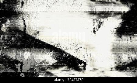 Texture glitter bianco e nero con artefatti Scanline Foto Stock