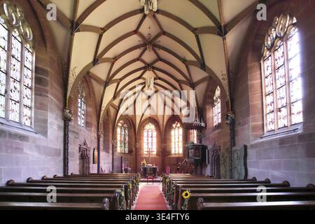Vista interna della chiesa del monastero costruita nell'XI secolo, volta a crociera, Hirsau, Calw, Nagold Valley, Foresta Nera settentrionale, Foresta Nera, Baden- Foto Stock