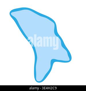 Profilo del paese della Moldavia. Sagoma della mappa vettoriale. Forma blu liscia come gocce d'acqua o schizzi Illustrazione Vettoriale